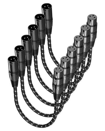 Picture of VANDESAIL XLR Cables Short, Mic Cord 1ft 6 Pack, Braided Balanced Microphone Cable Male to Female 3 Pin Connector for Microphones, Mixer, XLR Speaker Systems