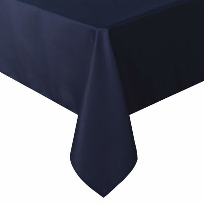 Picture of sancua Rectangle Tablecloth - 60 x 102 Inch - Stain and Wrinkle Resistant Washable Polyester Table Cloth, Decorative Fabric Table Cover for Dining Table, Buffet Parties and Camping, Navy