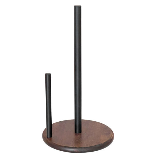 Picture of Paper Towel Holder Countertop with Real Wood Round Base, Farmhouse Paper Towel Holder Stand for Kitchen Roll Organize, Wooden Paper Towel Holder for Kitchen Dining Table Home Decor