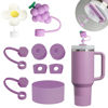 Picture of Stanley Cup Accessories Set Including 6 Pcs Silicone Spill Proof Stopper, 2 Pcs Straw Cover Cap for 9-10 mm Straws, 1 Pcs Silicone Boot for Stanley Cup Stanley 40oz & 30oz Tumbler (Lilac)