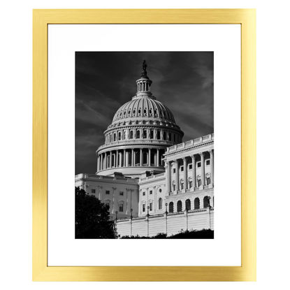 Picture of PEALSN 8.5x11 Picture Frame, Display Pictures 6 x 8 with Mat or 8.5 x 11 Without Mat for Wall Mounting Display, Photo Frames, Gold.