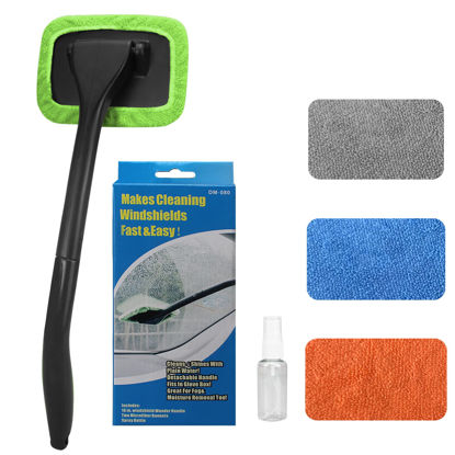 Picture of SoSickWithIt Car Windshield Cleaning Tool, Windshield Cleaner with 4 Washable and Reusable Microfiber Pads and Extendable Handle, for Auto Glass Wiper