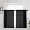 Picture of OWENIE Short Black Sheer Curtains 36 Inches 2 Panels Set - Kitchen Tiers Valances Curtains Light Filter Rod Pocket Voile Cafe Curtains for Kitchen Bathroom Small Half Window, 42 in W x 36 in L, Black