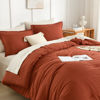 Picture of Litanika Oversized King Comforters Burnt Orange Super King Size, 3 Pieces Lightweight Solid Bedding Comforter Set, All Season Fluffy Bed Set (120x120In Comforter & 2 Pillowcases)