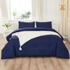 Picture of Litanika Comforters Navy Blue Oversized Queen Size, 3 Pieces Lightweight Solid Bedding Set & Collections, All Season Fluffy Bed Set (98x98In Comforter & 2 Pillowcases)