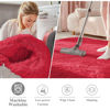 Picture of OLANLY Red Round Rugs for Bedroom - Machine Washable, 3x3 Feet Circle Area Rugs for Living Room, Soft and Fluffy Shaggy Carpet for Teen Girls and Boys, Dorms, Nursery Rooms, Home Decor Aesthetic