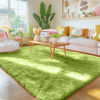 Picture of OLANLY Area Rugs for Living Room Bedroom, Machine Washable 4x5.9 Feet Soft Fluffy Shaggy Bedside Rug, Indoor Floor Carpet for Kids Girls Boys, Dorms, Nursery Rooms, Home Decor Aesthetic, Grass Green