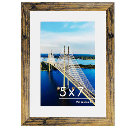 Picture of PEALSN 5x7 Picture Frame, Display Pictures 4 x 6 with Mat or 5 x 7 Without Mat for Wall Mounting Display, Photo Frames, Brown.