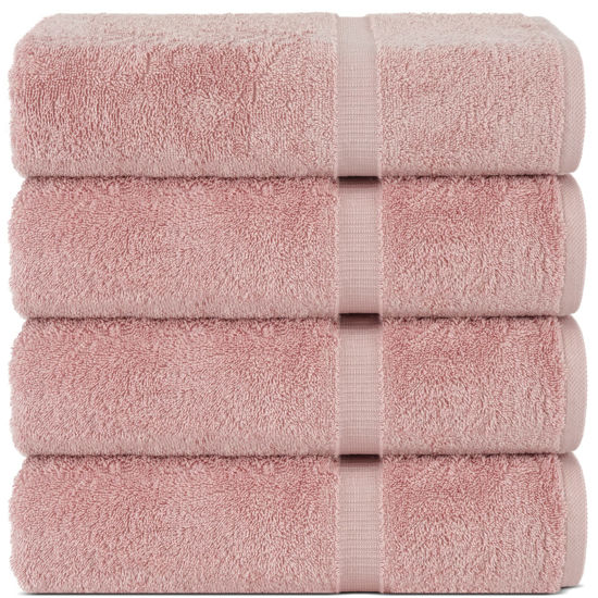 Picture of Chakir Turkish Linens | Hotel & Spa Quality 100% Cotton Premium Turkish Towels | Soft & Absorbent (4-Piece Bath Towels, Pink)