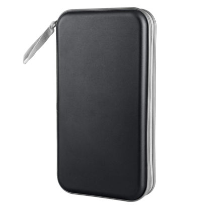 Picture of Siveit CD Case, DVD Case Holder 96 Capacity Hard Plastic CD DVD Disc Cases Storage Binder Wallet for Car Home Office Travel (Black)