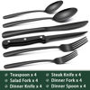 Picture of Black Heavy Duty Silverware Set, 24-Piece Stainless Steel Flatware Set with Steak Knives for 4, Food-Grade Tableware Cutlery Set, Utensil Sets for Home Restaurant, Mirror Finish, Dishwasher Safe