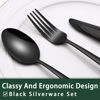 Picture of Black Heavy Duty Silverware Set, 24-Piece Stainless Steel Flatware Set with Steak Knives for 4, Food-Grade Tableware Cutlery Set, Utensil Sets for Home Restaurant, Mirror Finish, Dishwasher Safe