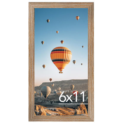Picture of JCJMY 6x11 Picture Frame Rustic Brown for Wall Hanging or Tabletop, Wall Mounting Horizontally or Vertically, 6 x 11 Wall Gallery Poster Photo Frame with Shatter Resistant Plexiglass, Rustic Brown