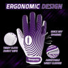 Picture of HANDLANDY Football Gloves Youth, Sticky Kids Receiver Gloves for Boys Girls, Stretch Fit Flag Football Gloves (White and Purple, Medium)
