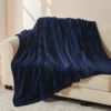 Picture of NEWCOSPLAY Super Soft Throw Blanket Dark Navy Premium Silky Flannel Fleece 3D Ribbed Jacquard Lightweight Bed Blanket All Season Use (Dark Navy Ribbed, Throw(50"x60"))
