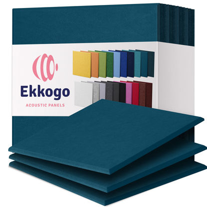 Picture of Ekkogo Acoustic Panels 12-Pack Soundproof Wall Panels 12"X12"X0.4" Sound Panels High Density Sound Dampening Panels - [Ocean Turquoise Square]