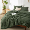 Picture of Bedsure Full Size Comforter Set - Dark Green Full Comforter Set, Soft Bedding for All Seasons, Cationic Dyed Bedding Set, 3 Pieces, 1 Comforter (82"x86") and 2 Pillow Shams (20"x26"+2")