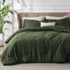 Picture of Bedsure Full Size Comforter Set - Dark Green Full Comforter Set, Soft Bedding for All Seasons, Cationic Dyed Bedding Set, 3 Pieces, 1 Comforter (82"x86") and 2 Pillow Shams (20"x26"+2")