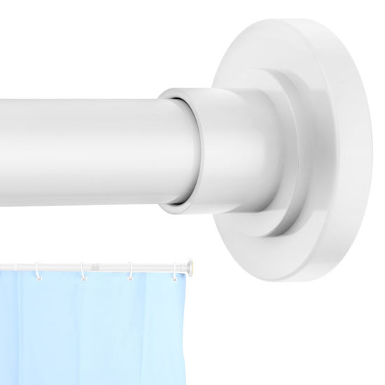 Picture of CorkLatta White Shower Curtain Rod 31 to 92 Inch,1 Inch Diameter Adjustable Spring Tension Stainless Steel Telescoping Rod,Easy Install,No Rust