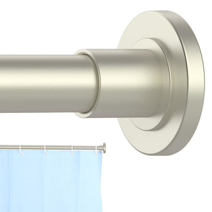 Picture of CorkLatta Brushed Nickel Shower Curtain Rod 31 to 68 Inch,1 Inch Diameter Adjustable Spring Tension Stainless Steel Telescoping Rod,Easy Install,No Rust