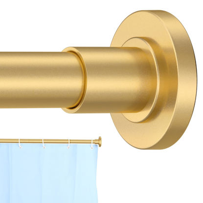 Picture of CorkLatta Gold Shower Curtain Rod 31 to 92 Inch,1 Inch Diameter Adjustable Spring Tension Stainless Steel Telescoping Rod,Easy Install,No Rust