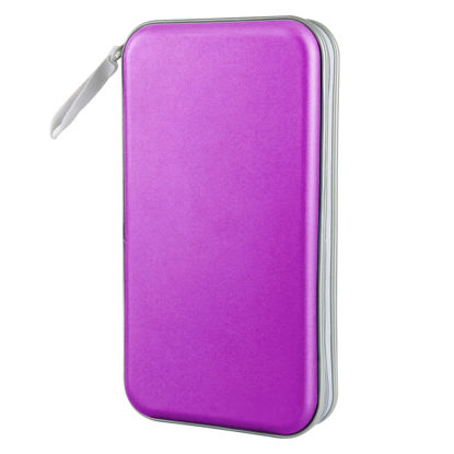Picture of CD Case, Siveit DVD Case Holder 96 Capacity Hard Plastic CD DVD Disc Cases Storage Binder Wallet for Car Home Office Travel (Purple)