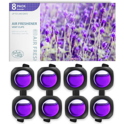 Picture of Car Air Freshener Vent Clips, 8 Pack, Provides Long-Lasting Scent, Up to 240 Days, Odor Eliminator (Lavender)