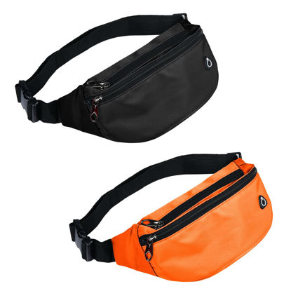 Picture of 2 Packs Fanny Packs for Men and Women, Waterproof Sports Waist Pack Bag for Travel Hiking Running Hands-free