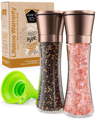 Picture of HOME EC Original Copper Salt and Pepper Grinder Set - Adjustable Copper Salt Grinder & Copper Pepper Grinder - Copper Salt and Pepper Shakers set - Copper Pepper Mill & Copper Salt Mill