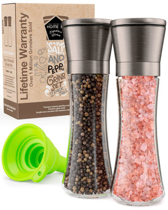Picture of HOME EC Original Gun Metal Bronze Salt and Pepper Grinder Set - Adjustable GM Bronze Salt Grinder & Black Pepper Grinder - Salt and Pepper Shakers set Pepper Mill & Salt Mill