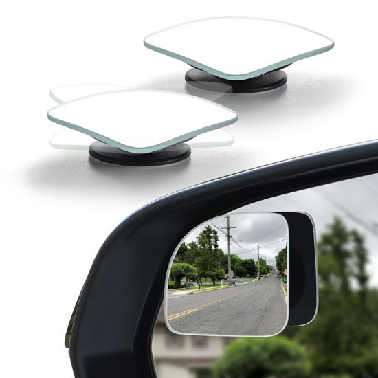 Picture of LivTee Blind Spot Mirror, Fan HD Glass Frameless Convex Rear View Mirror with wide angle Adjustable Stick for Cars SUV and Trucks, Pack of 4