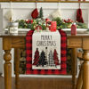 Picture of Artoid Mode Watercolor Red and Black Buffalo Plaid Christmas Trees Merry Xmas Table Runner, Seasonal Winter Holiday Kitchen Dining Table Decoration for Indoor Outdoor Home Party Decor 13 x 120 Inch