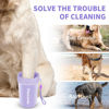 Picture of Dog Paw Cleaner, Washer, Buddy Muddy Pet Foot Cleaner for Small Medium Large Breed Dogs/Cats (with 3 absorbent towel) (Purple, Medium)