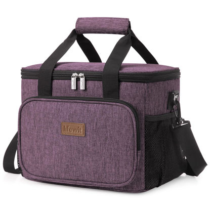Picture of Lifewit Large Lunch Bag Insulated Lunch Box Soft Cooler Cooling Tote for Adult Men Women,Purple 24-Can (15L)