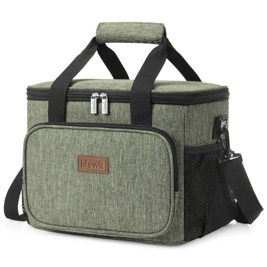 Picture of Lifewit Large Lunch Bag Insulated Lunch Box Soft Cooler Cooling Tote for Adult Men Women, Dark Green 24-Can (15L)