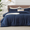 Picture of Bedsure Full Size Comforter Set - Navy Full Comforter Set, Soft Bedding for All Seasons, Cationic Dyed Bedding Set, 3 Pieces, 1 Comforter (82"x86") and 2 Pillow Shams (20"x26"+2")