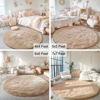 Picture of OLANLY Beige Round Rugs for Bedroom - Machine Washable, 4x4 Feet Circle Area Rugs for Living Room, Soft and Fluffy Shaggy Carpet for Teen Girls and Boys, Dorms, Nursery Rooms, Home Decor Aesthetic