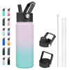 Picture of BJPKPK Insulated Water Bottles with Straw Lid, 22oz Cold & Hot Water Bottle, Stainless Steel Metal Water Bottle with 3 Lids, Reusable Thermos, Cups, Mugs for Daily Water Intake-Oasis