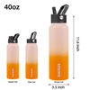 Picture of BJPKPK Insulated Water Bottles with Straw Lid, 40oz Stainless Steel Water Bottles with 3 Lids, Large Metal Water Bottle, BPA Free Leakproof Thermos Water Bottle for Sports & Gym- Coral