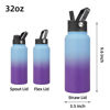 Picture of BJPKPK Insulated Water Bottles with Straw Lid, 32oz Metal Large Water Bottle with 3 Lids, Reusable Leak Proof BPA Free Thermos, Stainless Steel Canteen Water Bottle for Sports, Gym&Travel-Ocean Dream