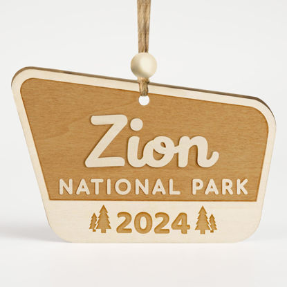 Picture of Wood National Park Ornaments, Zion Park Ornament, USA National Park Gifts for Travelers, Adventurers, Christmas National Parks Decor for Christmas Tree, 2024 Keepsake, Gifts for Hiking Lovers