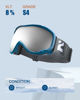 Picture of ZIONOR Lagopus Ski Snowboard Goggles UV Protection Anti fog Snow Goggles for Men Women Adult Youth Blue Frame Grey Revo Silver Lens
