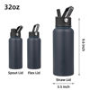 Picture of BJPKPK Insulated Water Bottles with Straw Lid, 32oz Metal Large Water Bottle with 3 Lids, Reusable Leak Proof BPA Free Thermos, Stainless Steel Canteen Water Bottle for Sports, Gym&Travel-Navy Blue