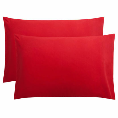 Picture of FLXXIE Microfiber Pillow Cases Queen Size Set of 2, Soft Pillowcases with Envelope Closure, Wrinkle Resistant Pillow Covers, 20x30, Red