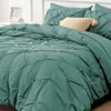 Picture of Bedsure Full Size Comforter Sets - Bedding Sets Full 7 Pieces, Pintuck Bed in a Bag Graysih Green Bed Set with Comforter, Sheets, Pillowcases & Shams