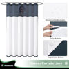 Picture of Dynamene 78 Inch Long Shower Curtain, Tall Waffle Fabric Shower Curtains for Bathroom, Hotel Waterproof Cloth Shower Curtain Liner Set with Hooks, Snap in Liner, Mesh Top Window, Navy Blue, 72x78