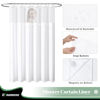 Picture of Dynamene Fabric Shower Curtain with Snap in Liner, White Waffle Hotel Shower Curtains for Bathroom, Washable Waterproof Cloth Shower Curtain Liner Set with Plastic Hooks, Mesh Top Window, 72x72
