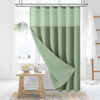 Picture of Dynamene 78 Inch Long Shower Curtain, Tall Waffle Fabric Shower Curtains for Bathroom, Hotel Waterproof Cloth Shower Curtain Liner Set with Hooks, Snap in Liner, Mesh Top Window, Sage Green, 72x78