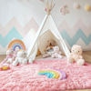 Picture of OLANLY Area Rugs for Living Room Bedroom, Machine Washable 4x5.9 Feet Soft Fluffy Shaggy Bedside Rug, Indoor Floor Carpet for Kids Girls and Boys, Dorms, Nursery Rooms, Home Decor Aesthetic, Pink