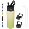Picture of BJPKPK Insulated Water Bottles with Straw Lid, 22oz Cold & Hot Water Bottle, Stainless Steel Metal Water Bottle with 3 Lids, Reusable Thermos, Cups, Mugs for Daily Water Intake-Avocado